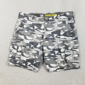 Lee Cargo Shorts Mens 42 Gray Camo Extreme Motion Ripstop Stretch Performance
